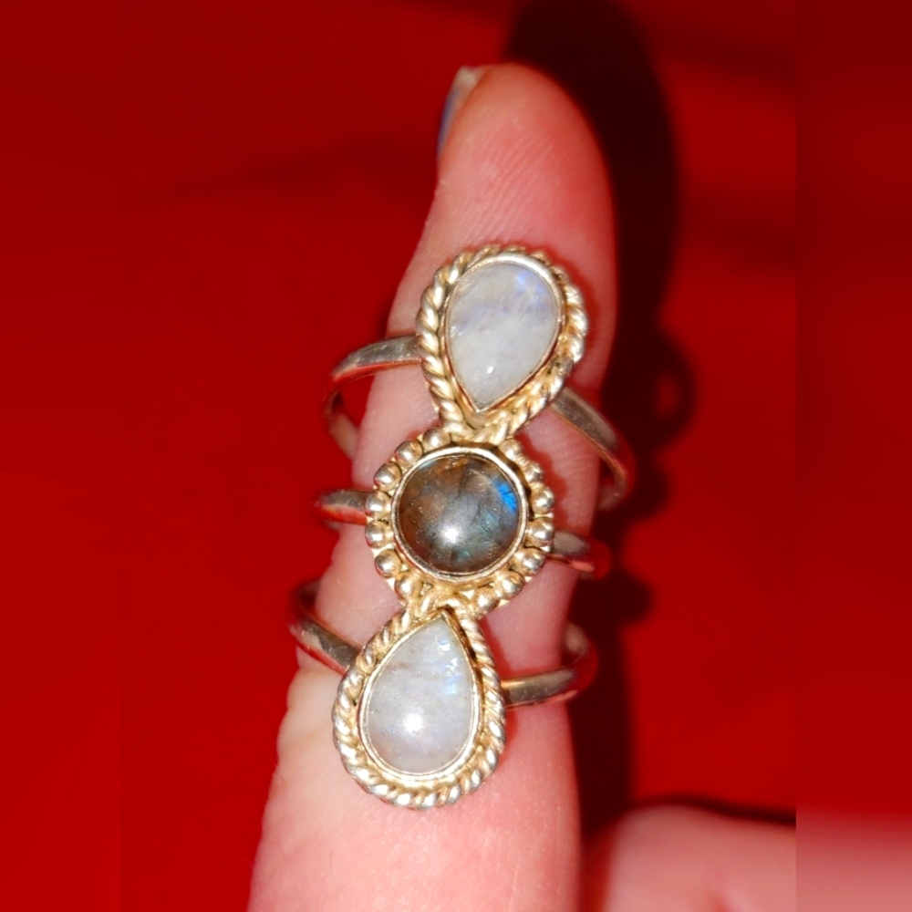 Moonstone Labradorite ring